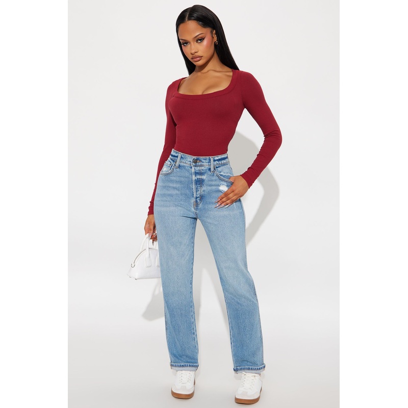 90s Roll Cuff Mom Jeans – Light Wash