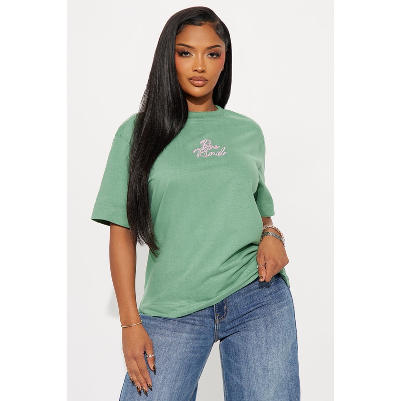 Be Kind Good Karma Boxy Oversized Tee – Sage