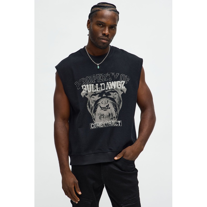 Come Correct Reverse Fleece Muscle Tee – Black