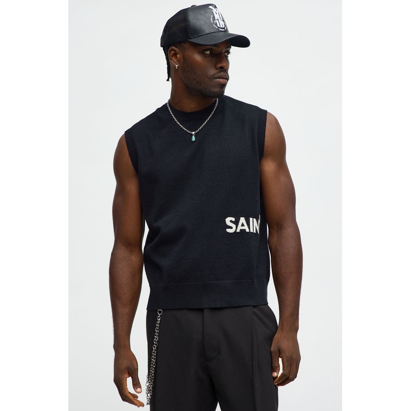 Relaxed Saint Sweater Vest – Black/combo