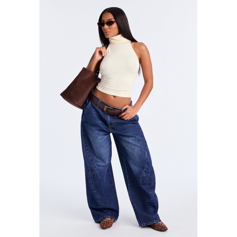 Roundabout Barrel Leg Jeans – Dark Wash