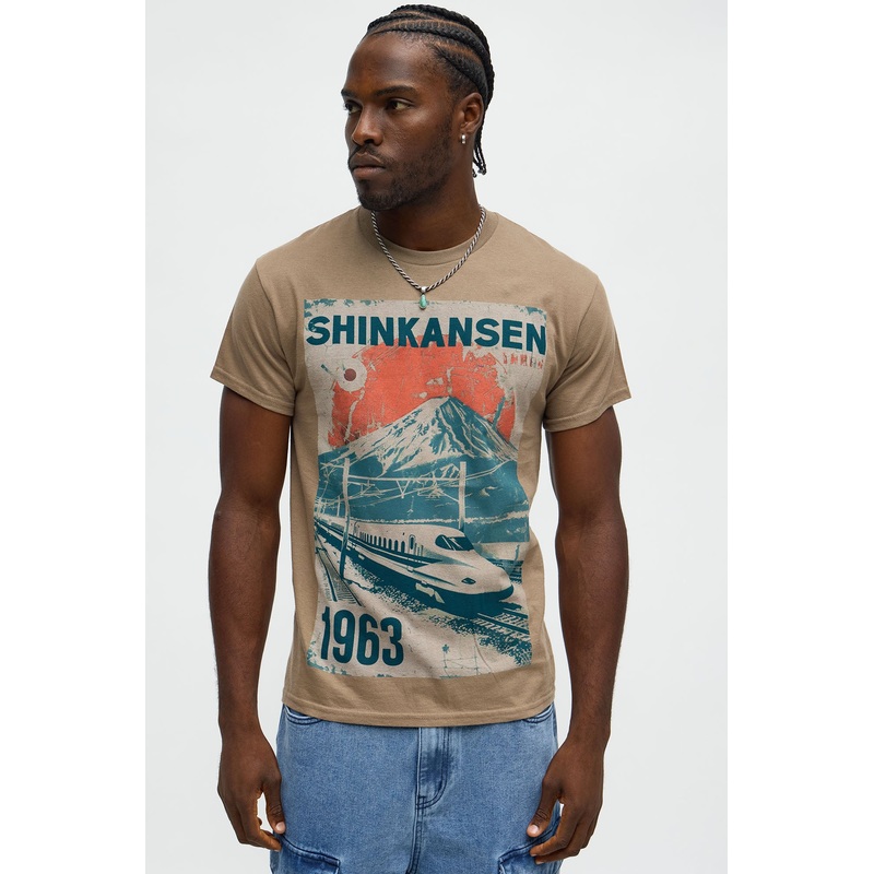 Shinkansen Bullet Train Short Sleeve Tee – Brown