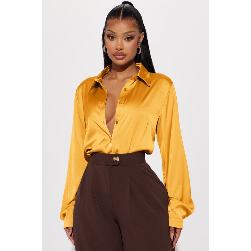 Smooth Talkin’ Button Down Top – Mustard