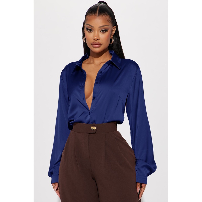 Smooth Talkin’ Button Down Top – Navy