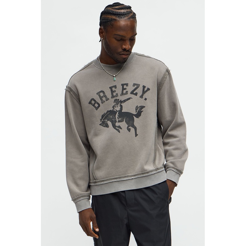 Tyson Breezy Exposed Seams Crewneck Sweatshirt – Grey