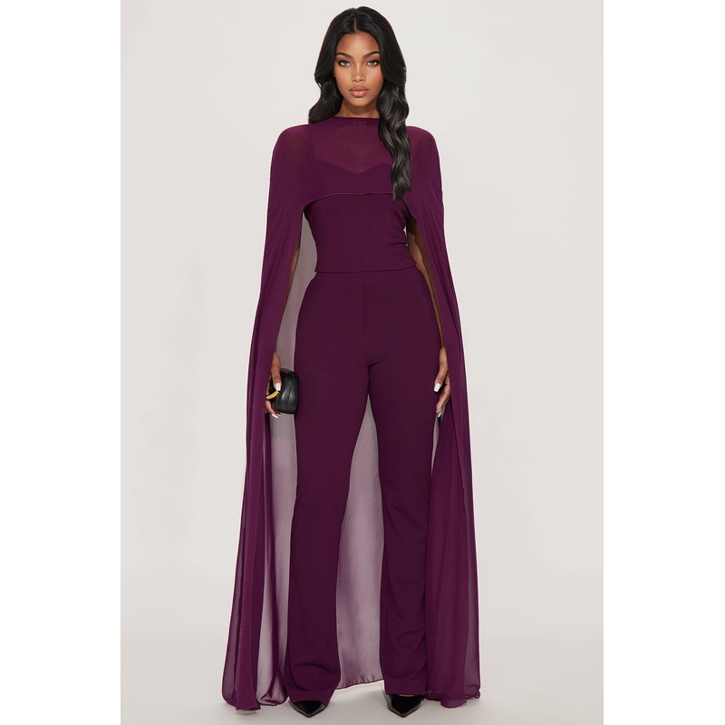 Amberly Draped 3 Piece Pant Set – Wine