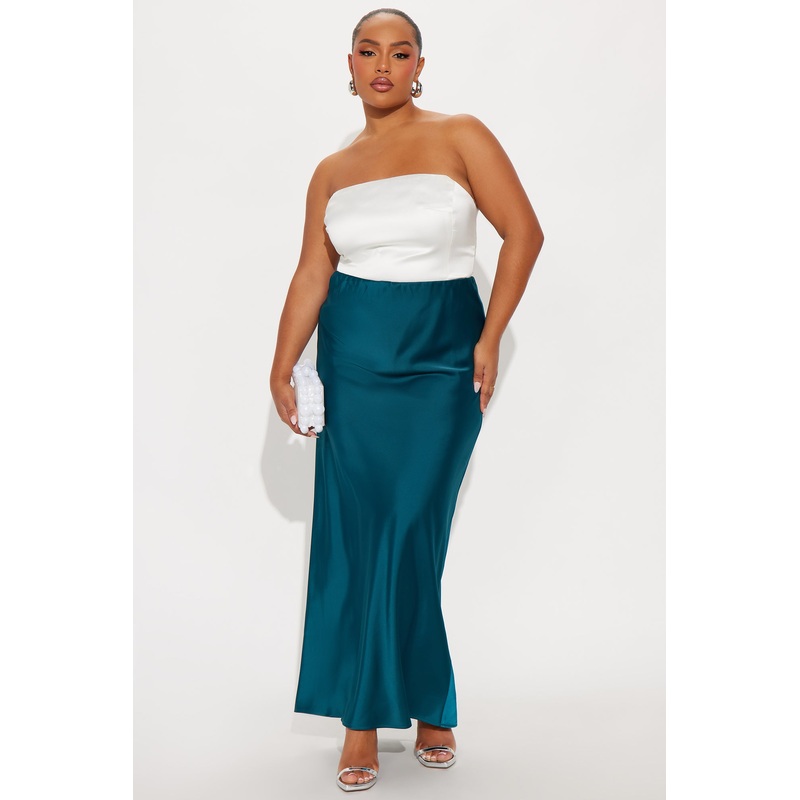Brunch to GNO Satin Maxi Skirt – Teal