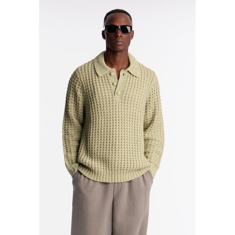 Chunky Sweater Polo – Sage