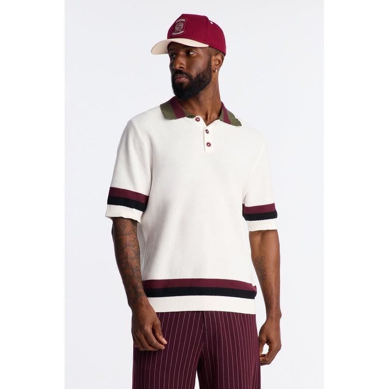 Driftwood Colorblock Short Sleeve Polo – White/combo