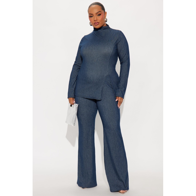 Vanna Knit Flare Leg Pant Set – Denim
