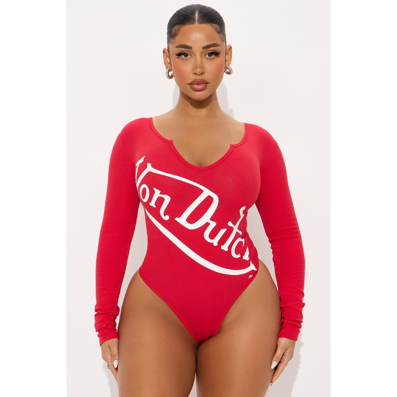 Von Dutch Favorite Ribbed Bodysuit – Red