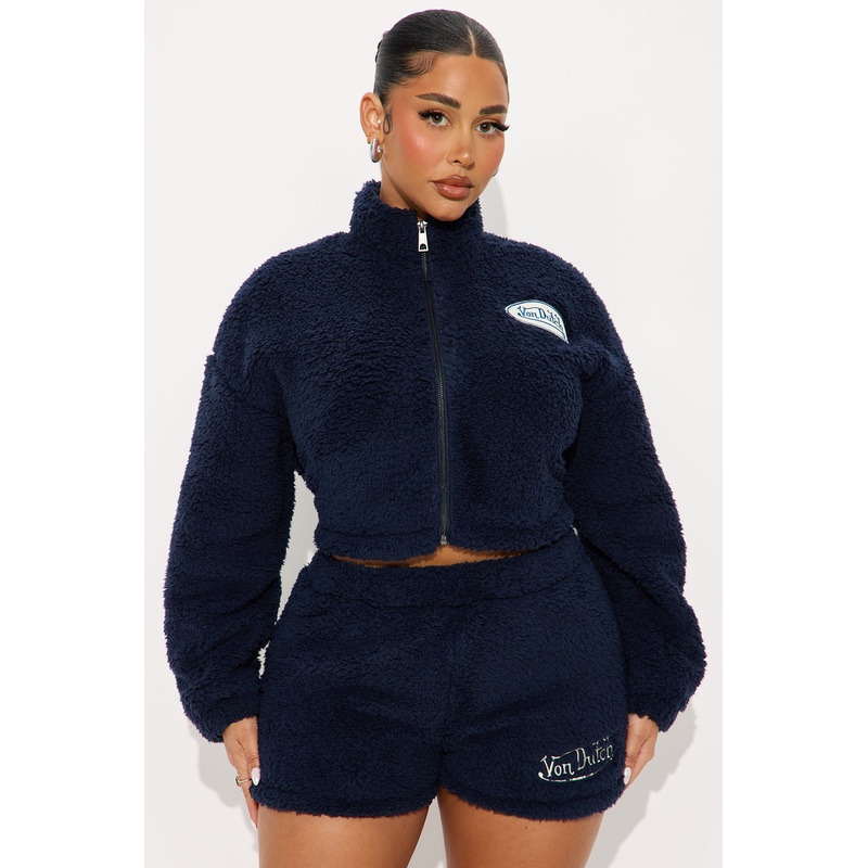 Von Dutch Spread Your Wings Sherpa Jacket – Navy