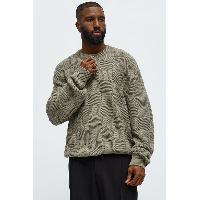 Cropped Hearth And Hem 3 Button Sweater – Green