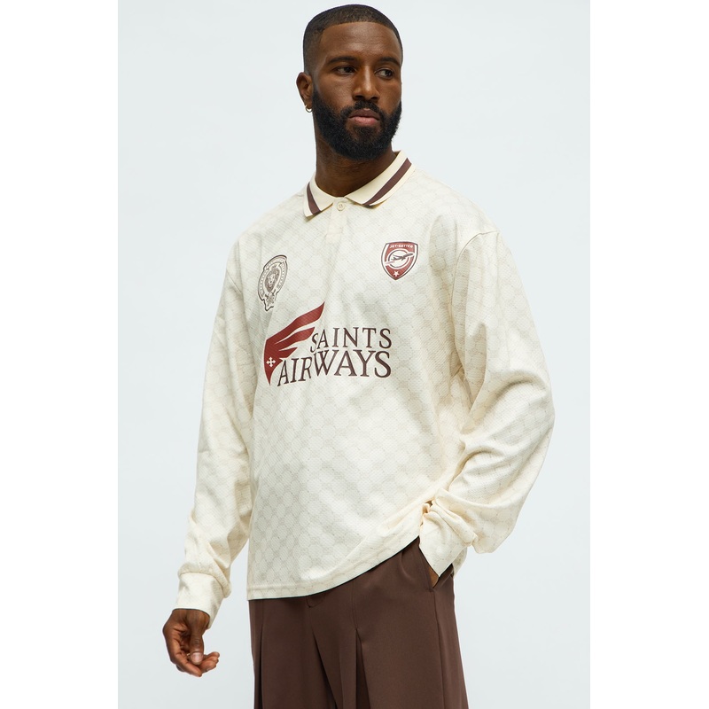 Saints Airways Long Sleeve Jersey Polo – Ivory