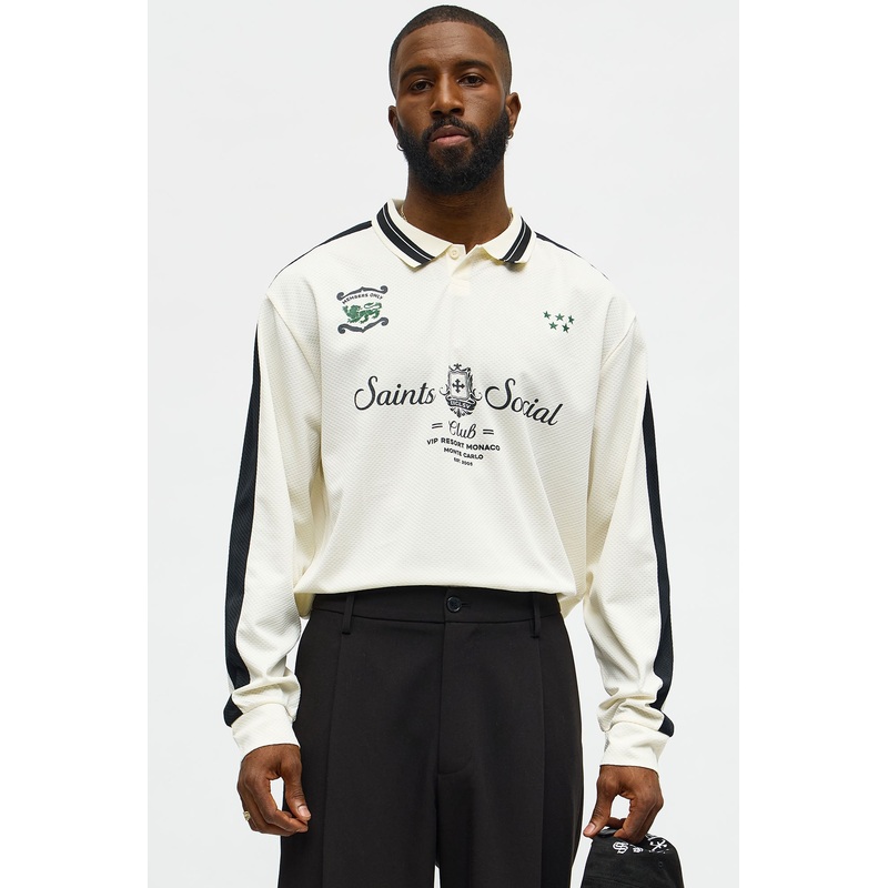 Saints Social Long Sleeve Jersey Polo – Ivory