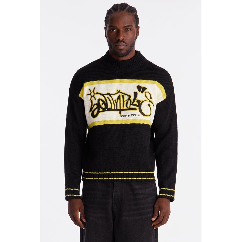 Southpole Turtleneck Pullover Sweater – Black