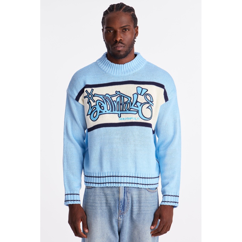 Southpole Turtleneck Pullover Sweater – Light Blue