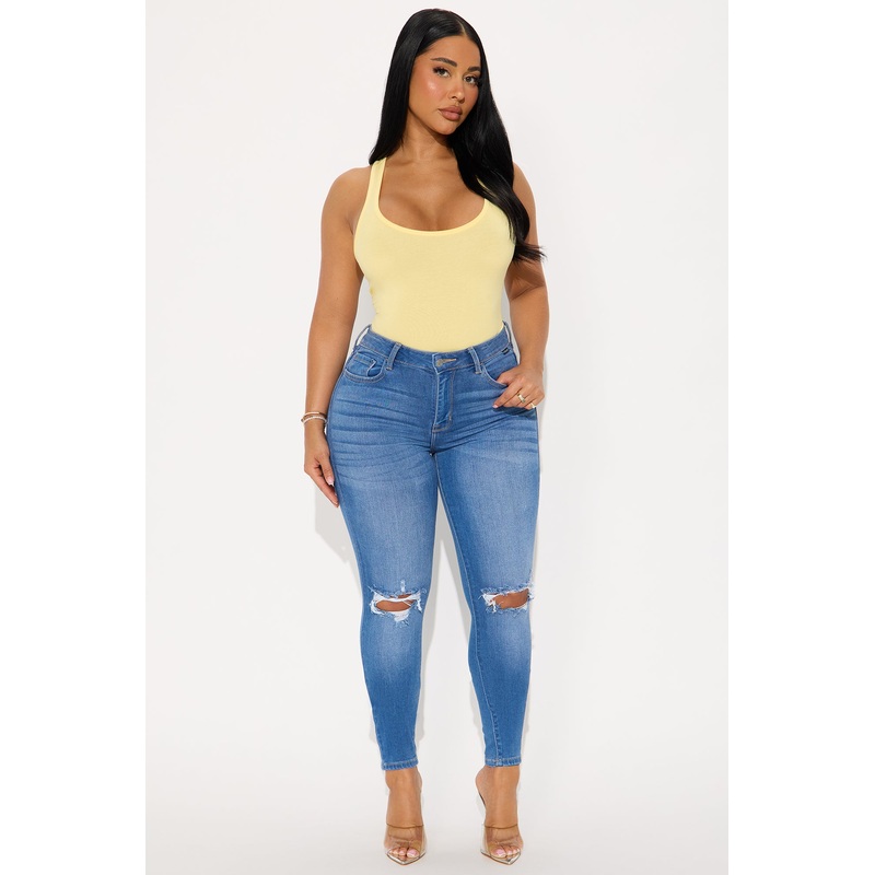 The Soft Touch Ripped Skinny Jeans – Medium Wash