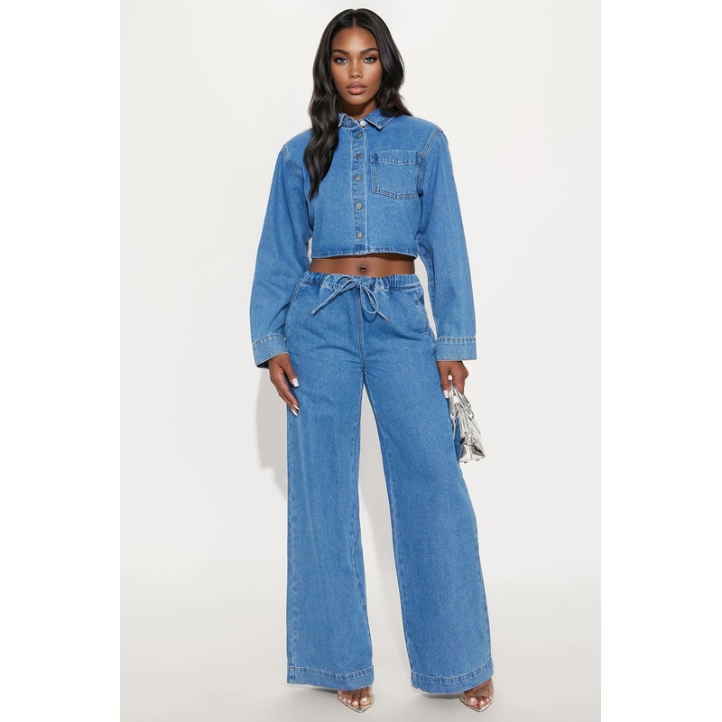 True Ease Denim Pant Set – Medium Wash