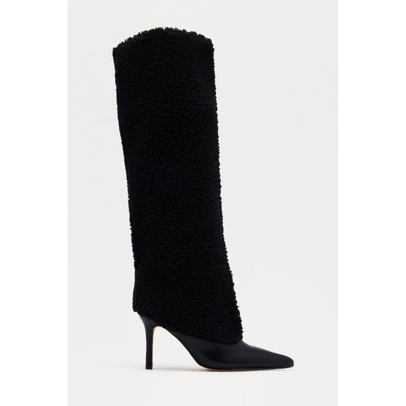 Winnipeg Sherpa Knee High Boots – Black