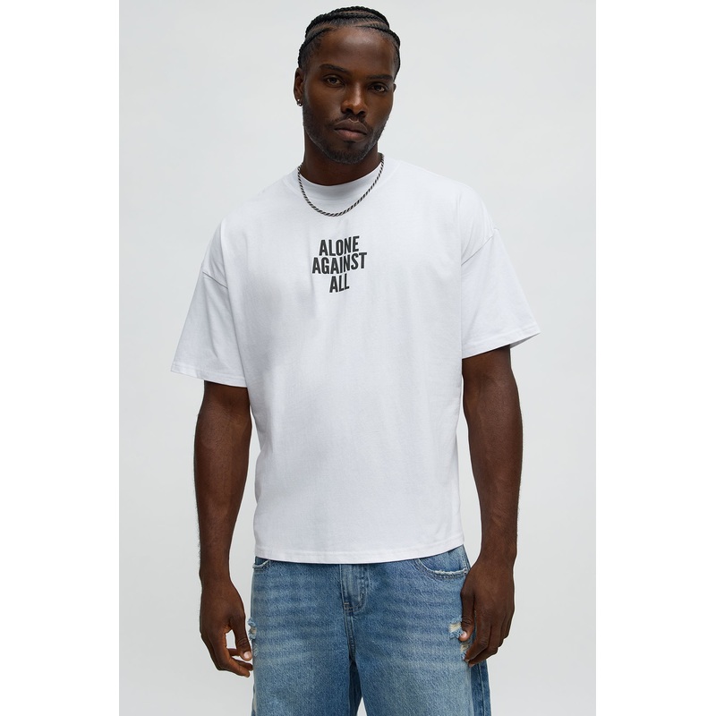 Against All Oversized Short Sleeve Tee – White