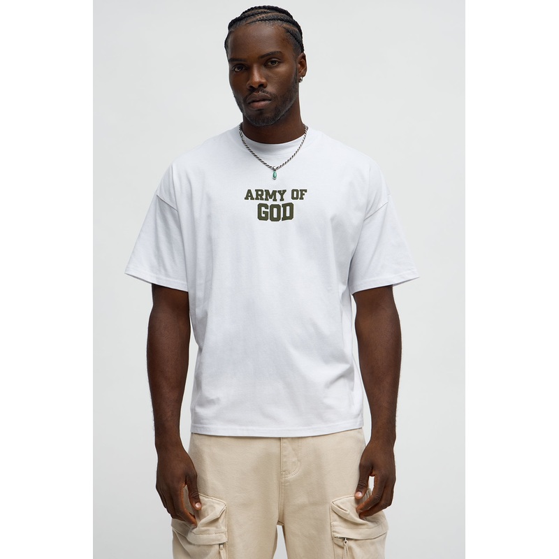 Army Of God Oversized Short Sleeve Tee – White