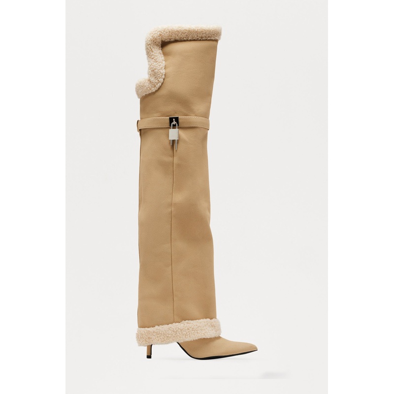 Chilled Out Thigh High Boots – Beige