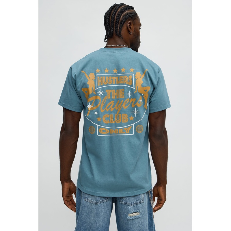 Hustlers Only Club Short Sleeve Tee – Blue