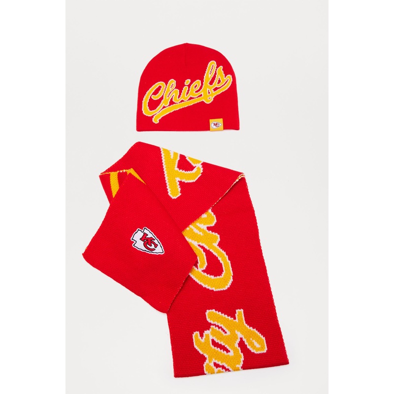 Kansas City Chiefs Scripted Scarf Set – Red/combo