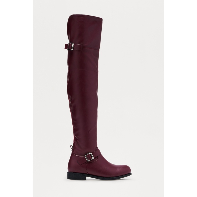 Sable Buckle Boots – Burgundy