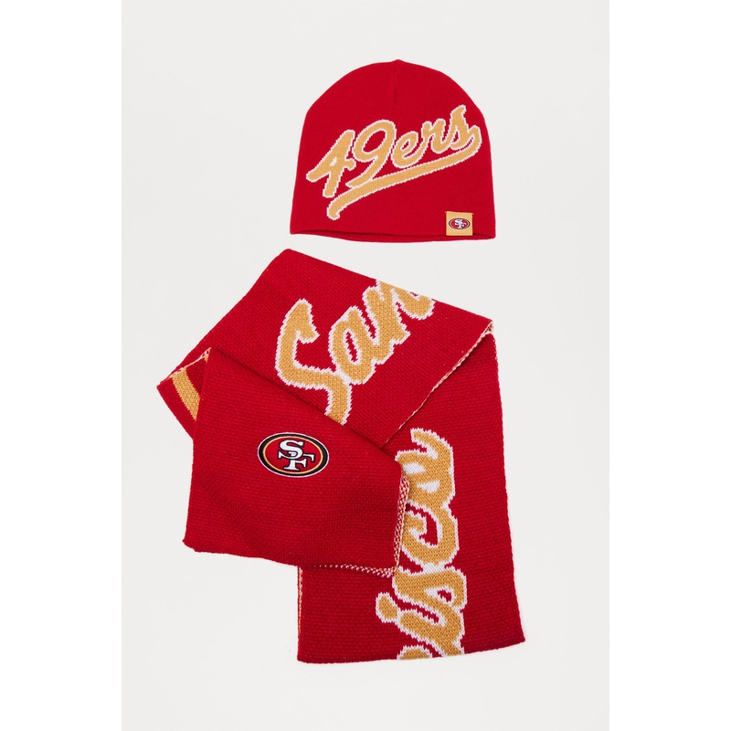 San Francisco 49ers Scripted Scarf Set – Red/combo