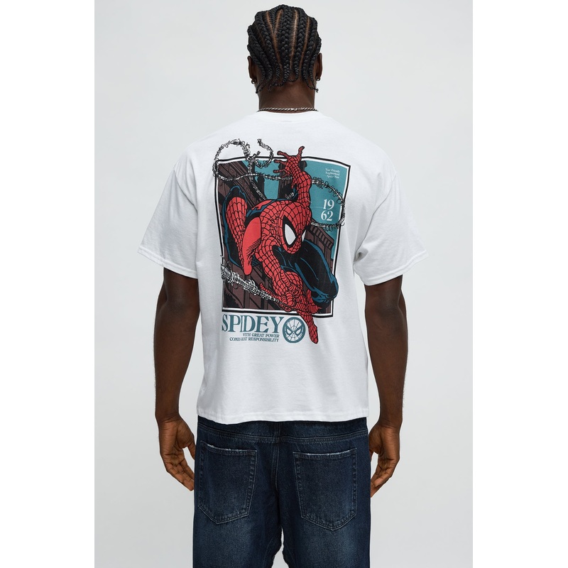 Spiderman Spidey Senses Boxy Short Sleeve Tee – White