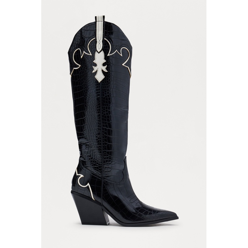 Stapleton Knee High Cowboy Boots – Black