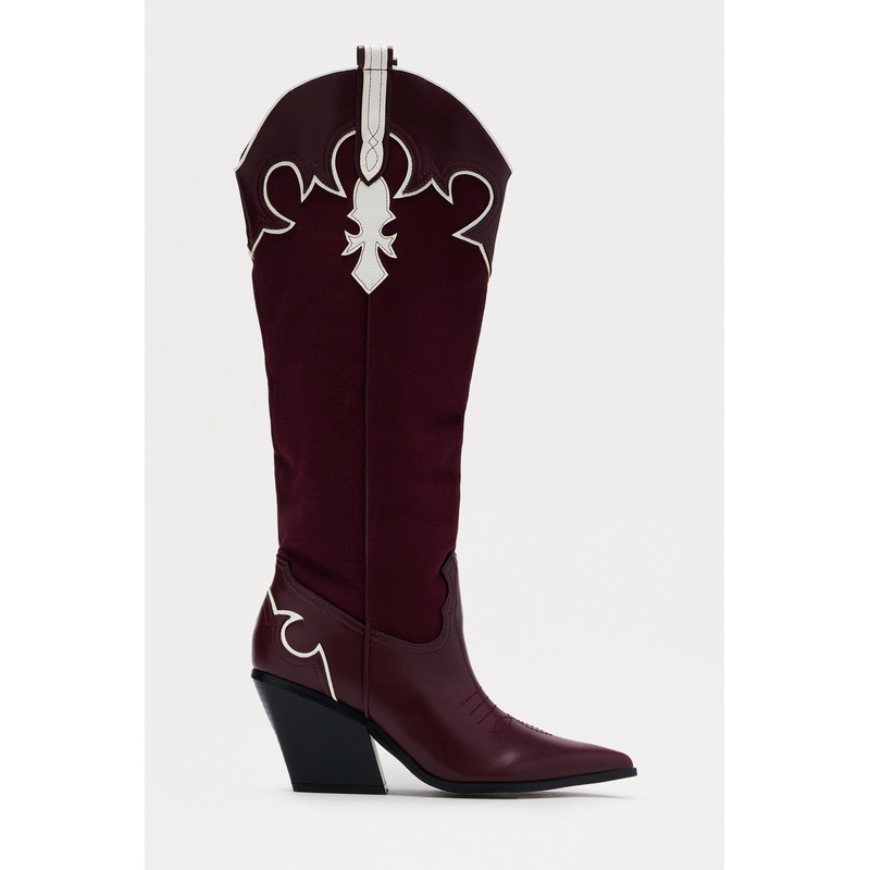 Stapleton Knee High Cowboy Boots – Burgundy