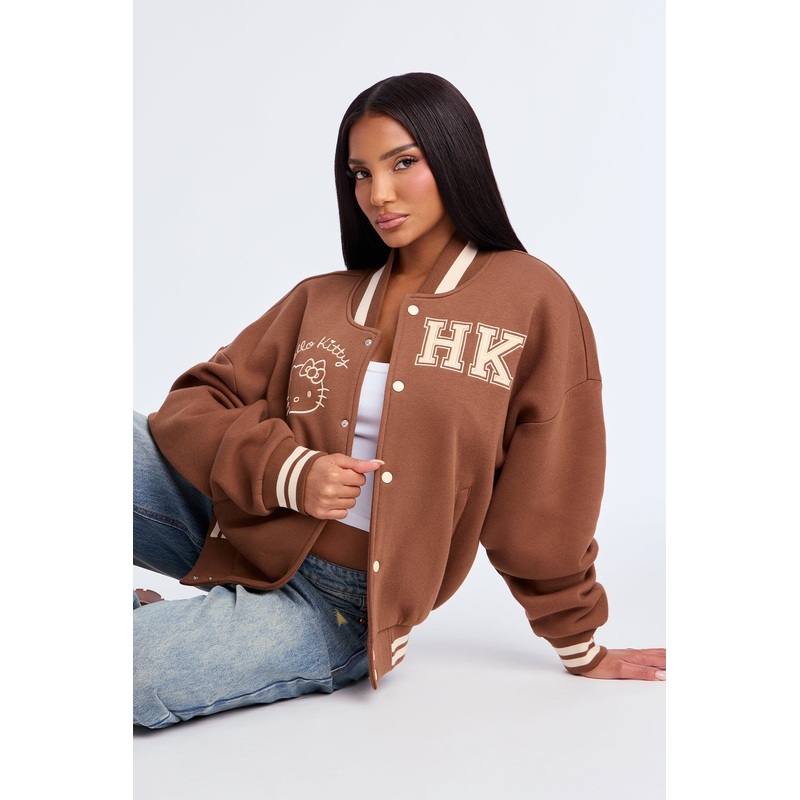 Urban Hello Kitty Fleece Bomber Jacket – Brown