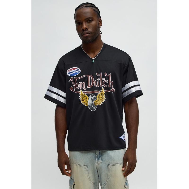 Von Dutch Flying High V Neck Tee – Black/combo