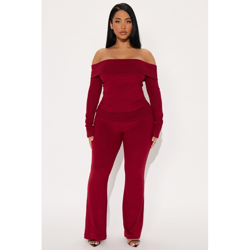 Allison Off Shoulder Pant Set – Wine