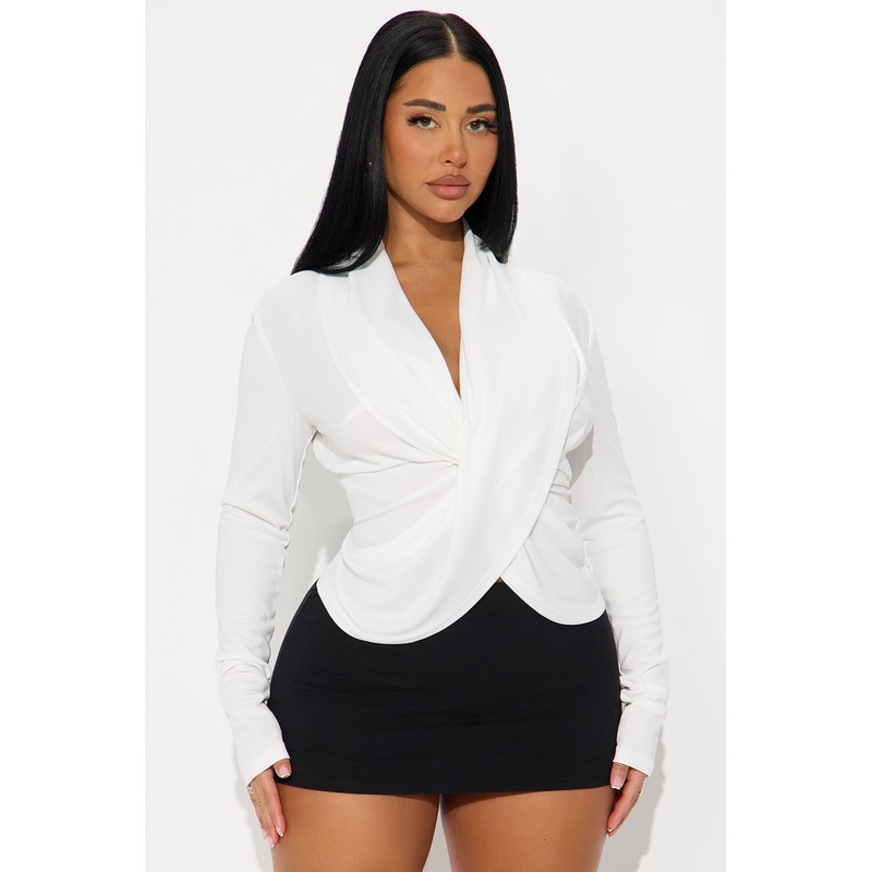 Better Things To Do Draped Top – White