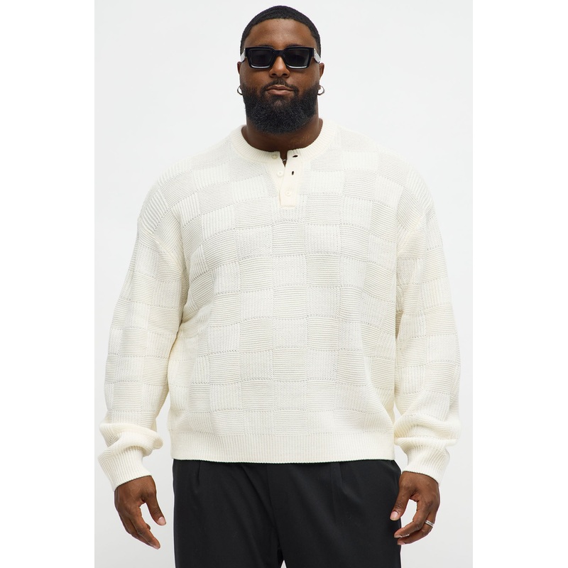 Cropped Hearth And Hem 3 Button Sweater – Cream