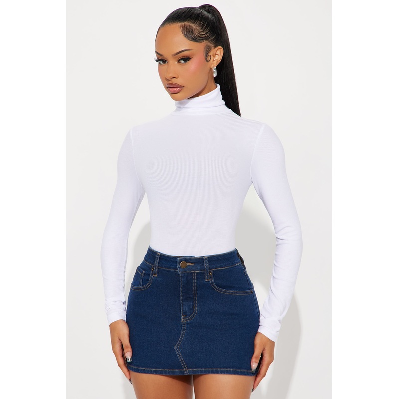 Dana Turtleneck Ribbed Top – Off White