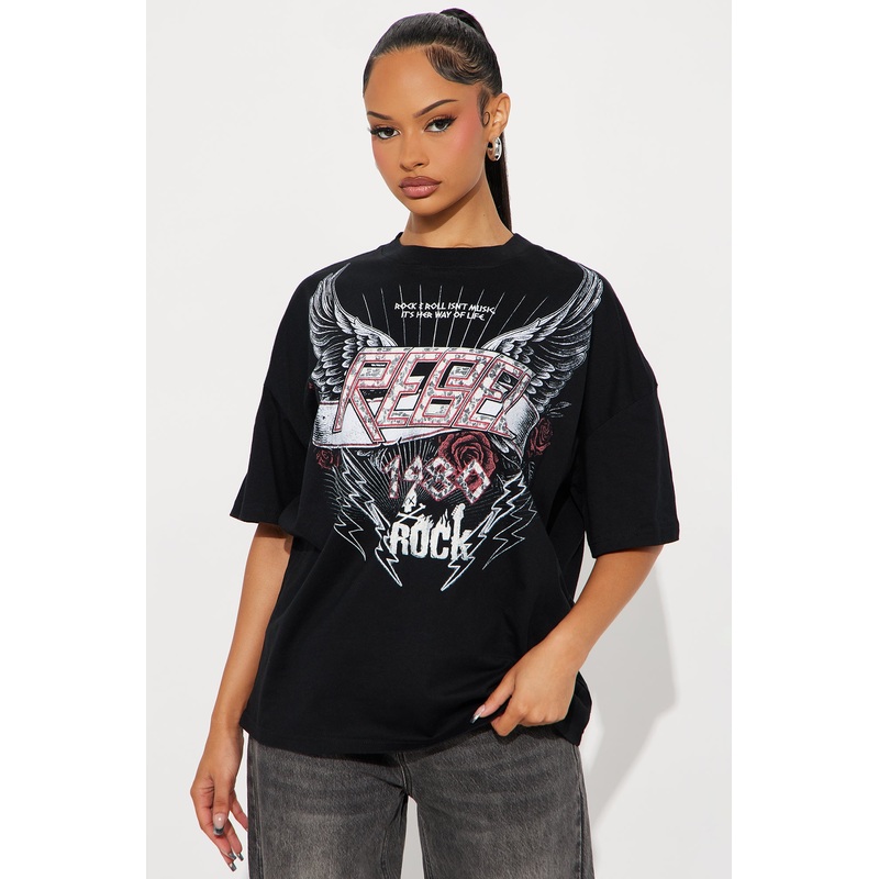 Rebel Angel Wings Oversize Tee – Black