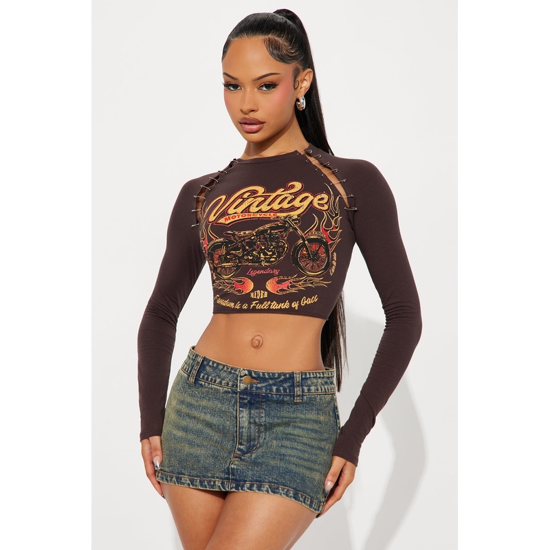Vintage Rock Hardware Baby Tee – Brown