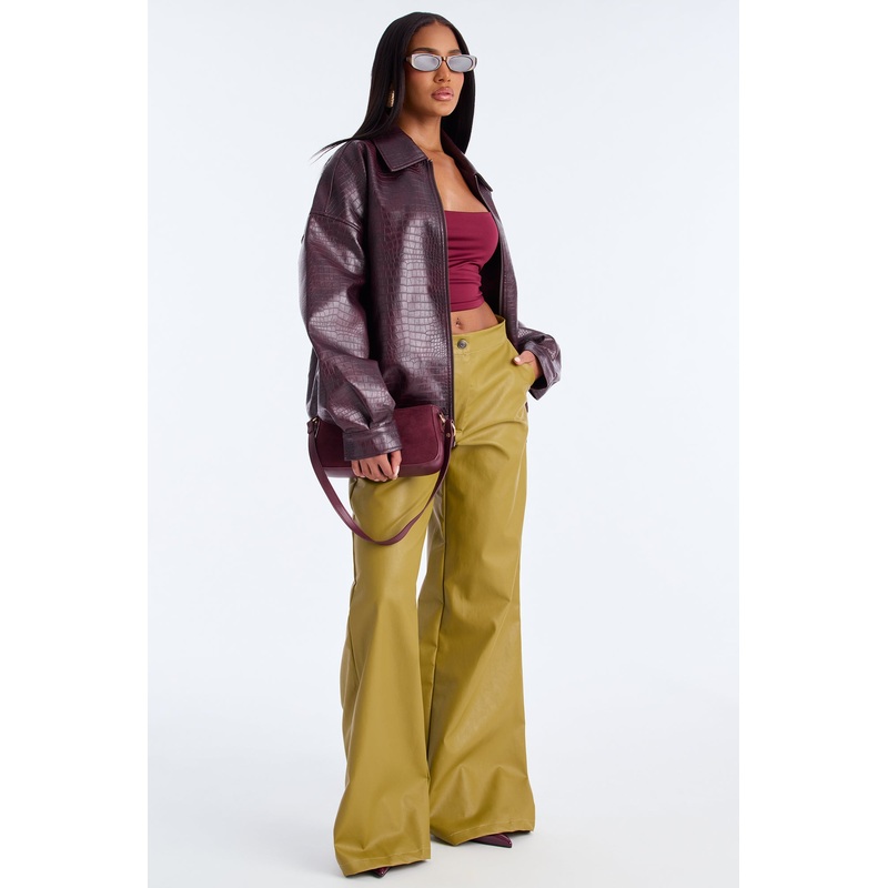 Best Of Me Faux Leather Wide Leg Pant 33 – Chartreuse