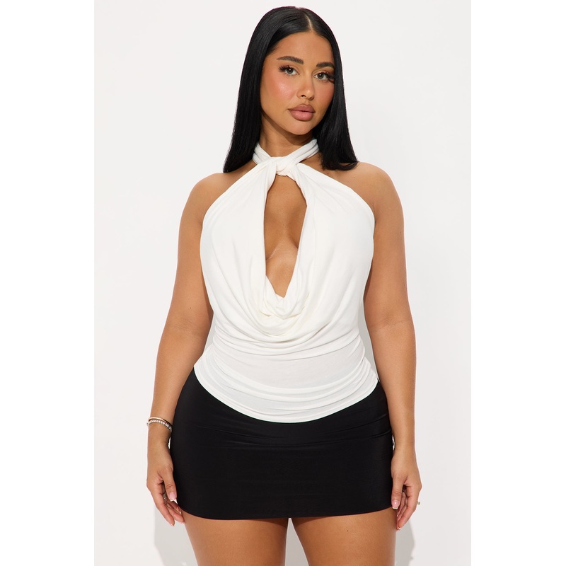 Elsa Cowl Neck Halter Top – Ivory