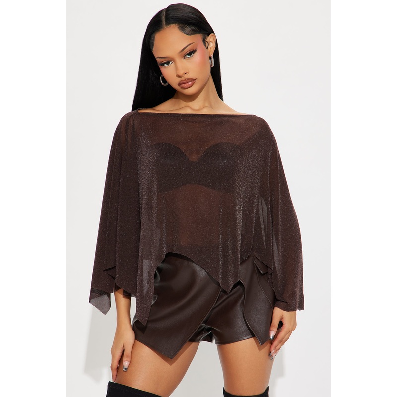 Home Grown Off Shoulder Draped Top – Chocolate