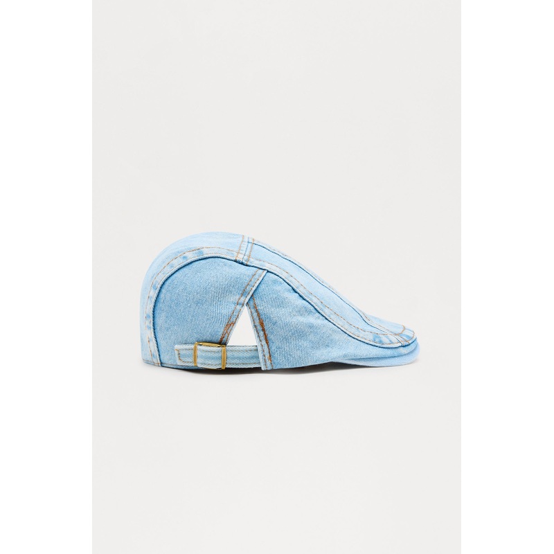 Adjustable Denim Flat Cap – Light Wash