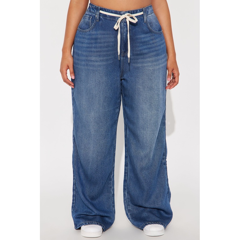 Bon Voyage Drapey Soft Wide Leg Jeans – Dark Wash