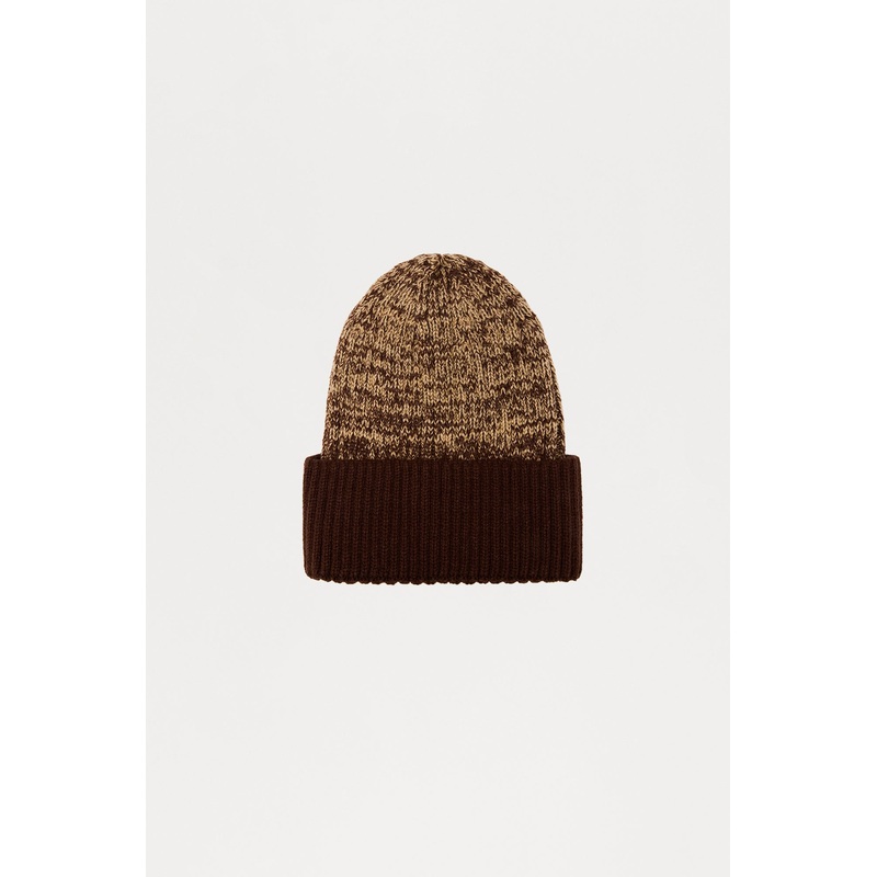 Classic Cable Knit Ribbed Cuff Beanie – Brown