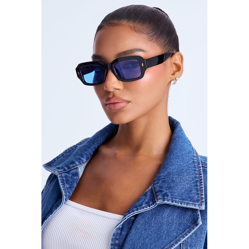 Deep Dive Square Sunglasses – Black/Blue