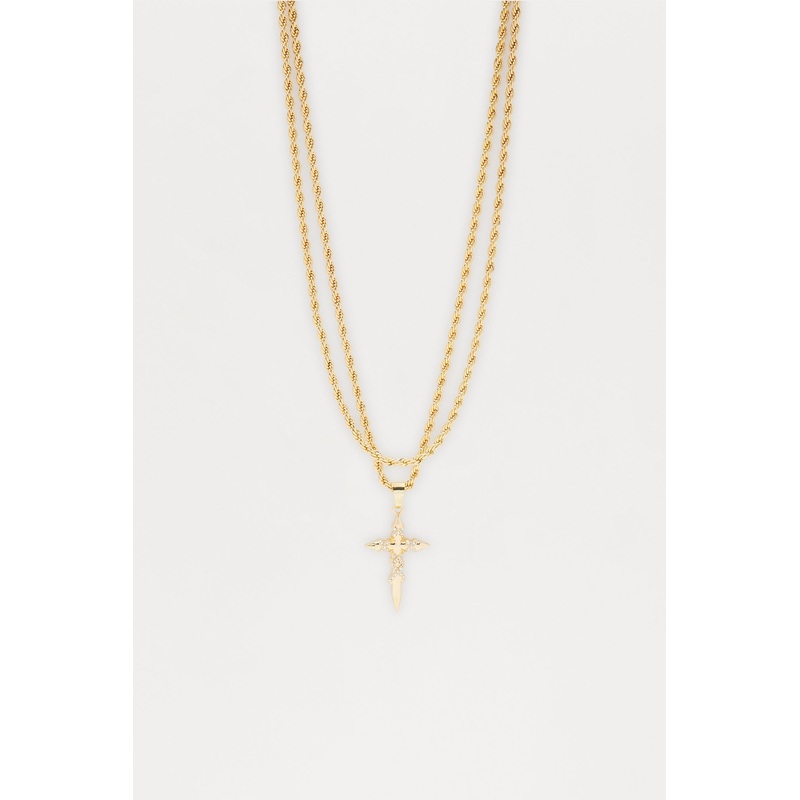 Divine Cross Necklace Set – Gold